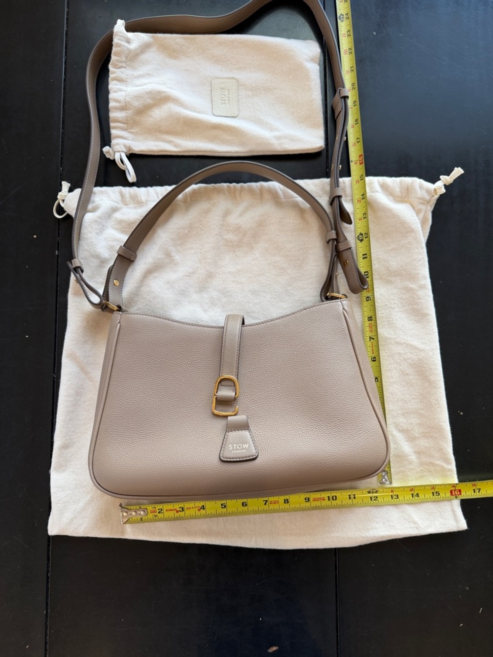 STOW London Beth Shoulder Bag WITH Crossbody Strap Warm Taupe - Picture 14 of 16